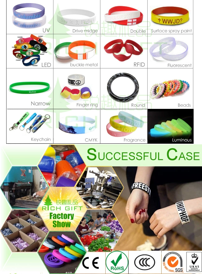 Bulk Cheap Personalized Silicone / Rubber Bracelet/Wristband Printing Ink