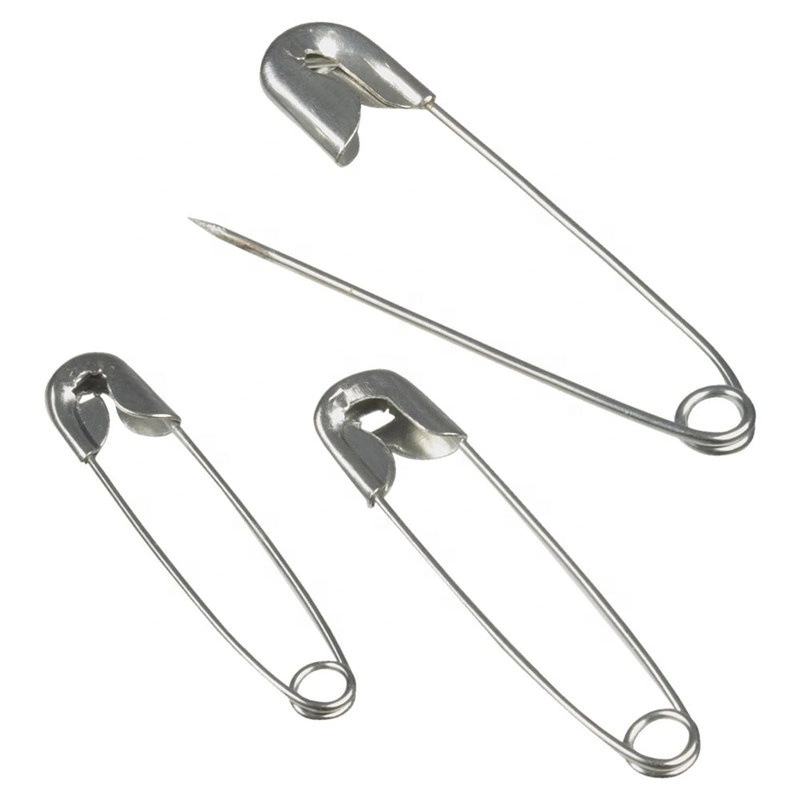 Wholesale Custom Fancy Decorative Plated Silver Iron Metal 28mm safety Safety Pin Set