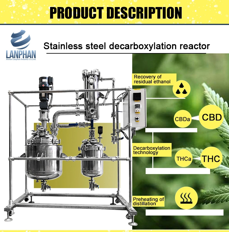 Lab Chemical Reactor Tank Stainless Steel Decarboxylation Jacketed Reactor