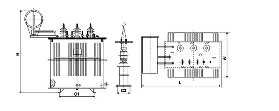 35kv Power Distribution Electric Oil Immersed Transformer 3 Phase Toroidal Coil Structure