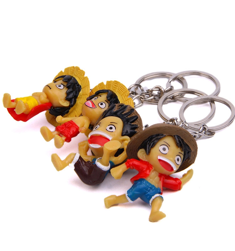 High Quality Make Your Own Design Miniature Anime Action Figure Keyring Luffy Action Figure keychain