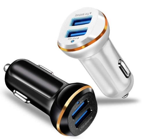 Black/White Dual Ports 2USB 2.4A Car Charger Car Battery Charger 12V Fast Car Charger