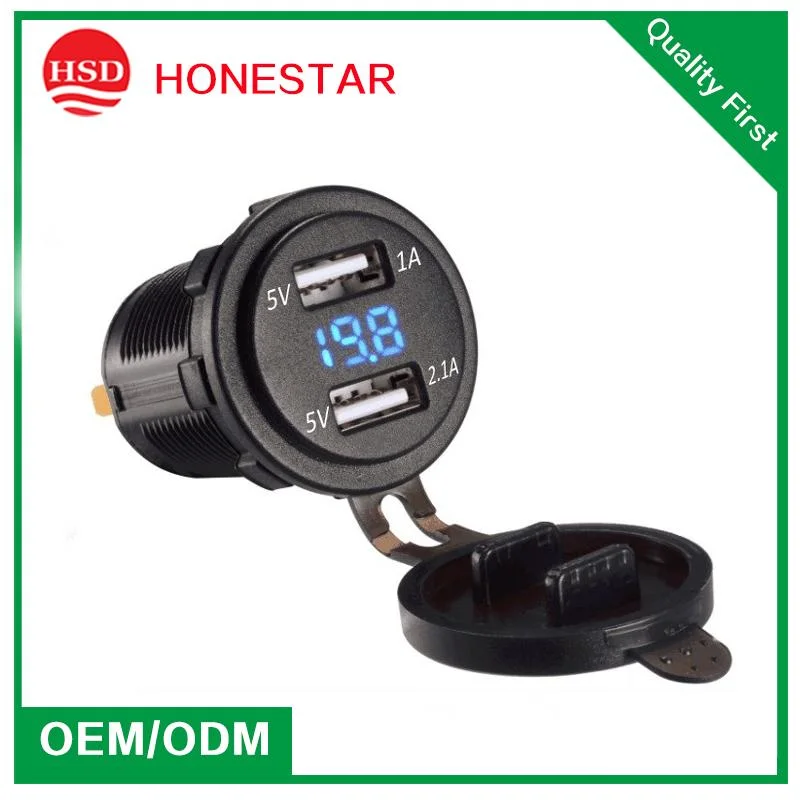 High Quality Voltmeter Display 5V 3.1A Dual USB Motorcycle Charger