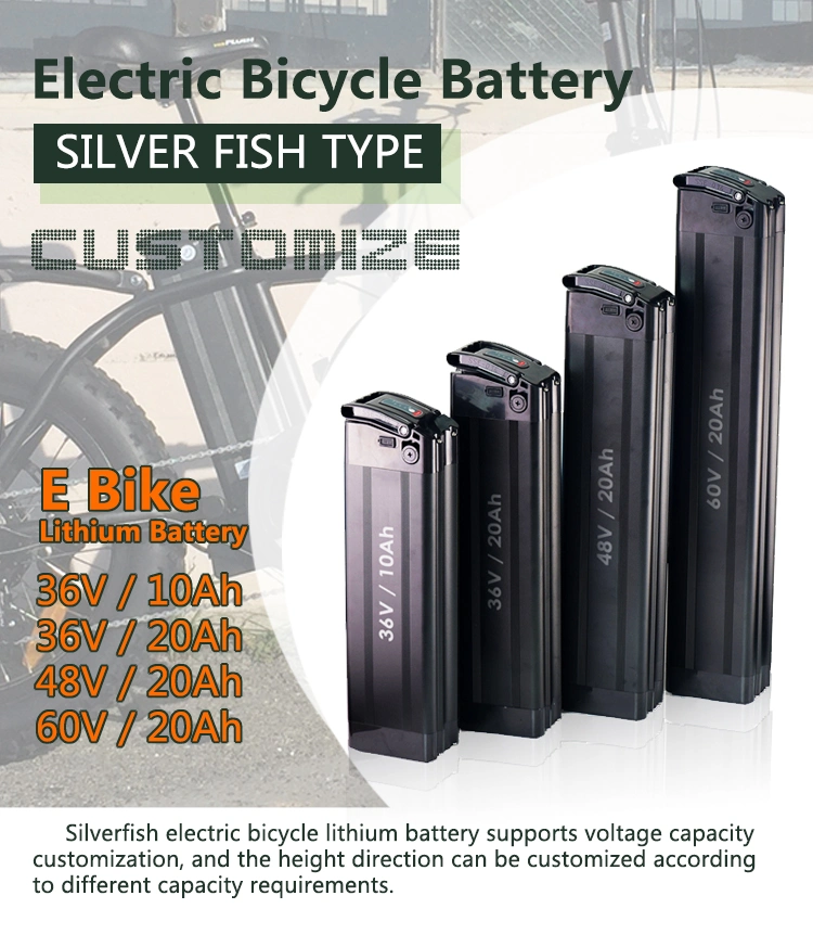 36V 10ah 15ah 18ah 500W Ebike Battery 36V Silver Fish Lithium Battery Pack