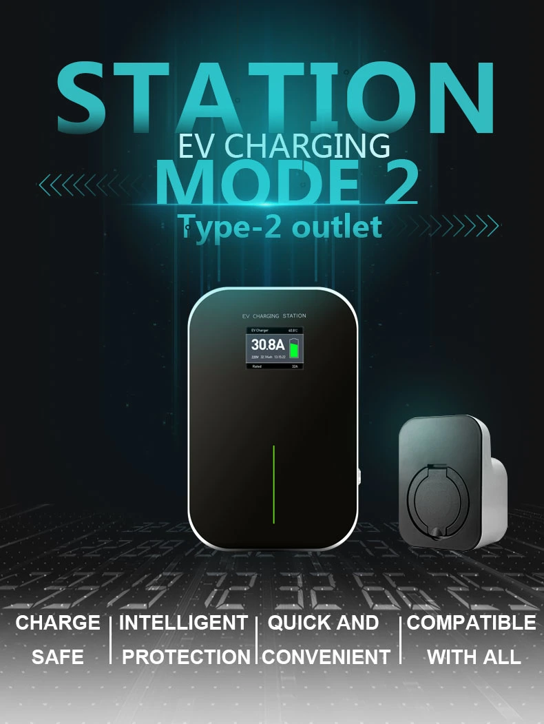 Level 2 EV Charger Unit EV Charger Station with Type 2 Outlet 32A 7kw