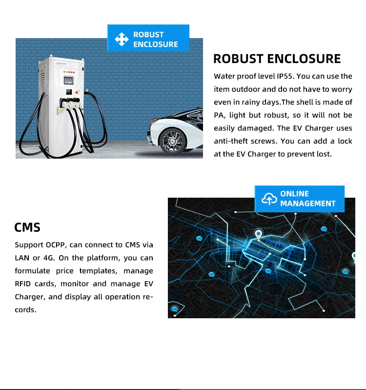 67kw AC/DC Integrated EV Charger DC connectors CHAdeMO,CCS Optional EVSE DC fast EV charger