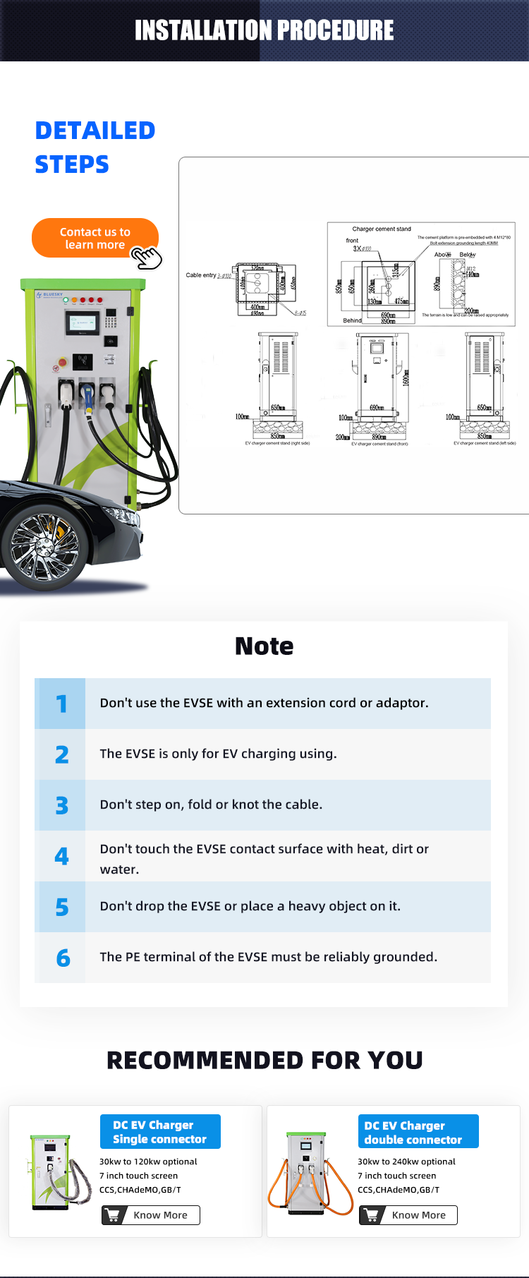 67kw AC/DC Integrated commercial EV Charger DC CHAdeMO,CCS Optional EVSE DC fast EV charger