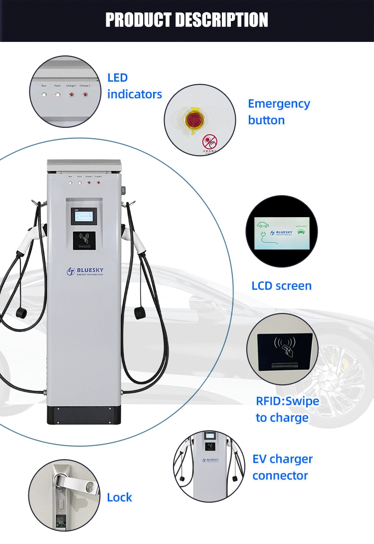 14kw AC EV Charger with Two 7kw Type 1 Charging Gun with Ocpp Commercial EV Charger