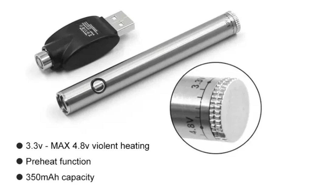 Cbd Oil Battery Vapor Preheat Battery with USB Charger Vape Pen Variable Voltage EGO Battery