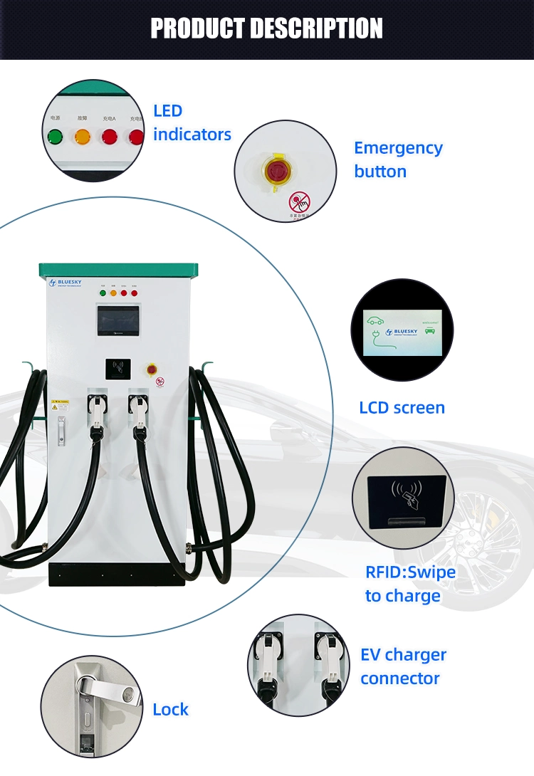 240kw DC EV Charger with Dual Guns with CCS and GB/T Upright Charging Gun DC Charger EV