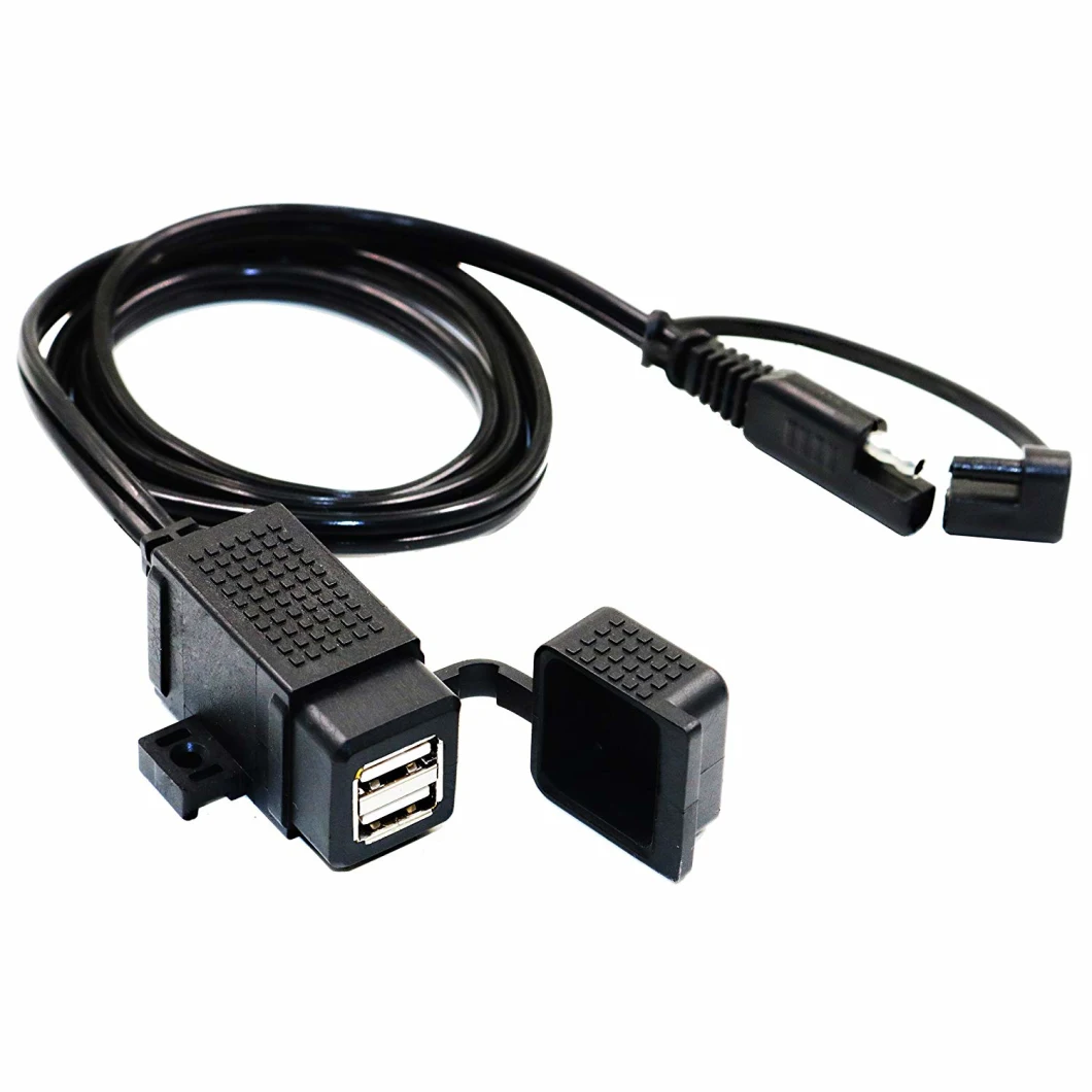 Waterproof Motorcycle Dual USB Charger Kit SAE to USB Adapter Phone Tablet GPS Charger