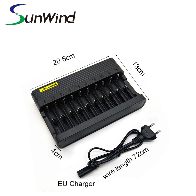 10 Slots Portable Fast Charging USB Battery Charger for Li-ion 18650 14500 16340 Rechargeable Battery
