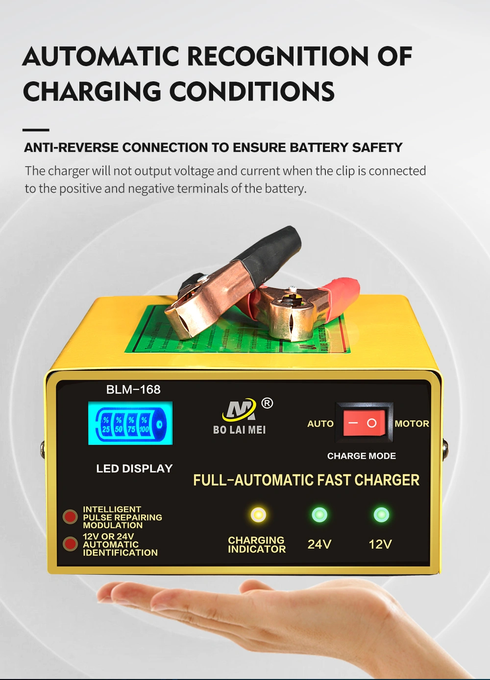 12V 24V 0-15A Automatic Smart Battery Charger Jump Starter for Lead Acid Battery