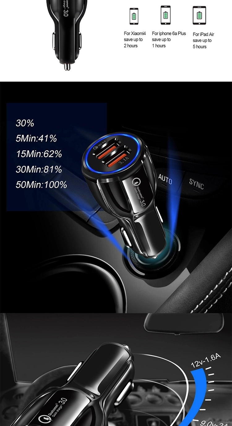 Motorcycle Car Dual Ports USB Auto Charger for Smart Phone