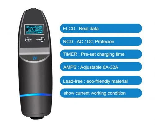 Portable IP55 Class Car Battery Charger IEC 62196 EV Car Charger Station Type2 32A Blue Cee
