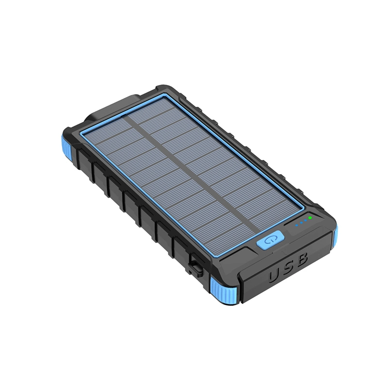 Waterproof Battery Backup Charger Solar Panel Charger with Dual LED Flashlights and Compass for Cellphones