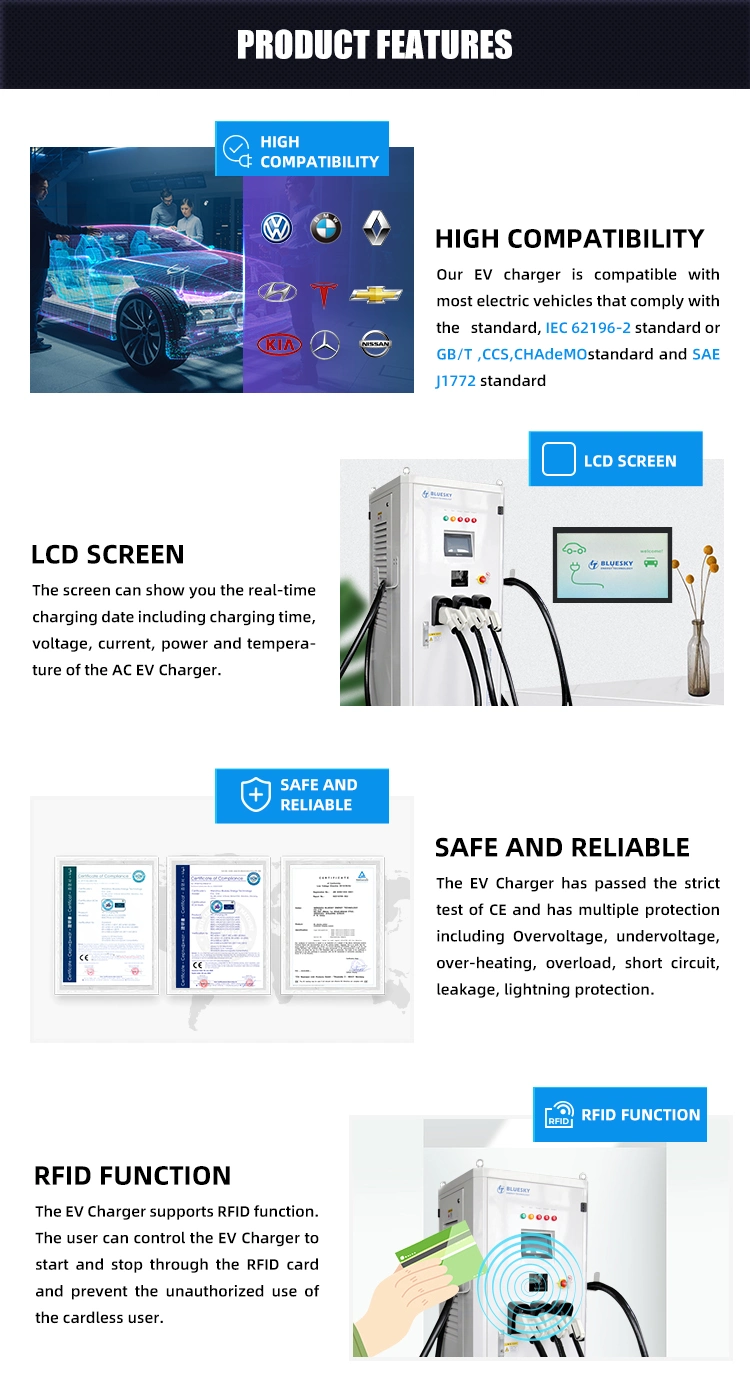 67kw AC/DC Integrated EV Charger DC connectors CHAdeMO,CCS Optional EVSE DC fast EV charger