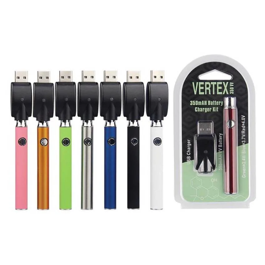 Vertex Law Preheat VV Battery Bottom Twist 350mAh Pen Vape Variable Voltage USB Charger Battery