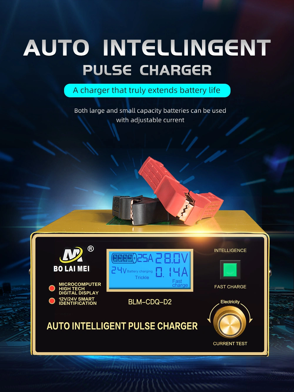 Truck Lorry Forklift Golf Cart Car SUV Motorcycle Van Auto Intelligent Pulse Battery Charger