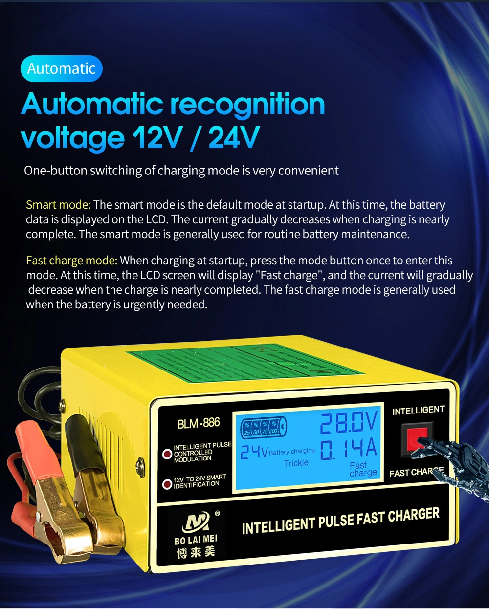 Professional Factory Intelligent Universal 12V 24V Lead Acid Battery Charger