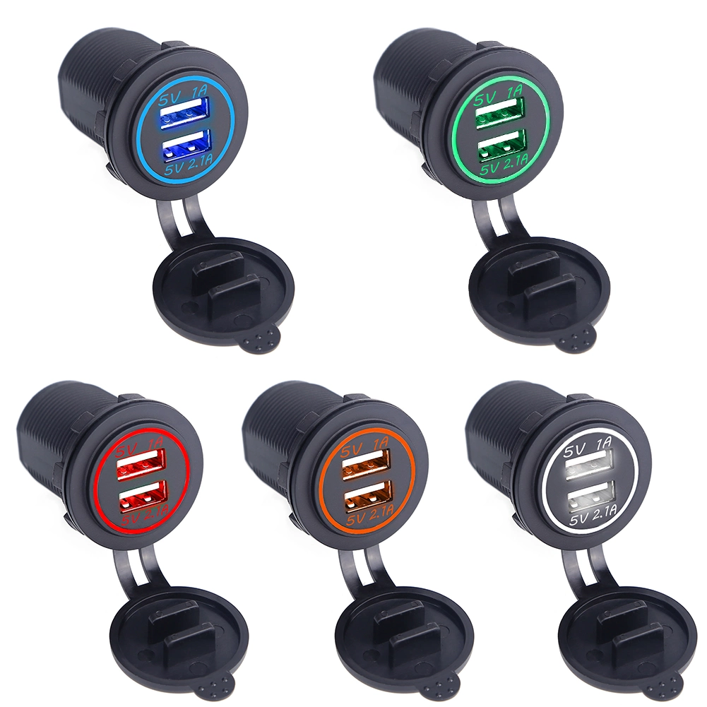Motorcycle Waterproof Universal Dual USB Car Charger Power Adapter Socket 5V 2.1A/1A Auto Charger for iPhone iPad