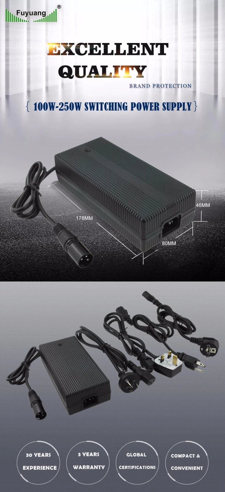 58.4V3.5A LiFePO4 Battery Charger for Electric Vehicle