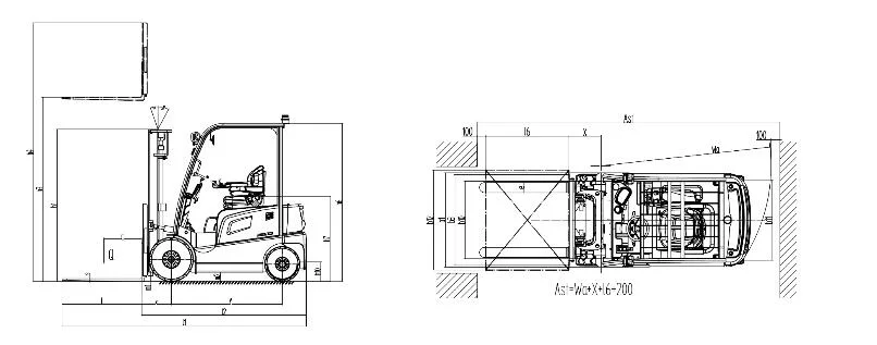 Fb35 3000kg Electric Battery Forklift Fork Lift Charger /Battery Euro Standard
