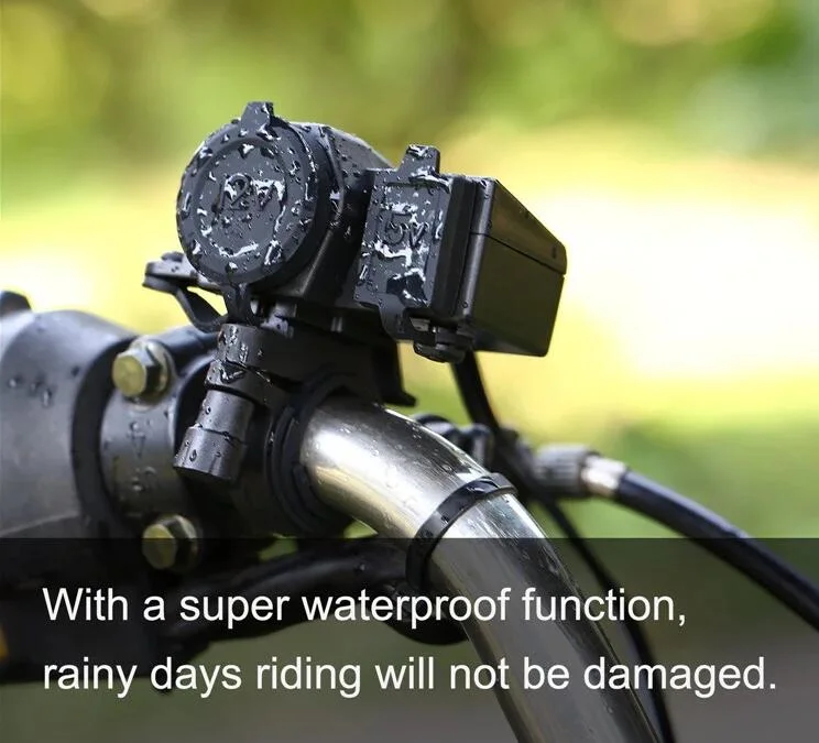 Waterproof Motorcycle USB Power Charger W/ Cigarette Lighter Socket