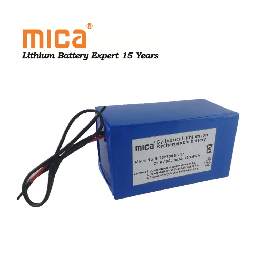 24V LiFePO4 Battery 32700 25.6V 6000mAh LiFePO4 Battery Cell 3.2V 6ah Battery Pack