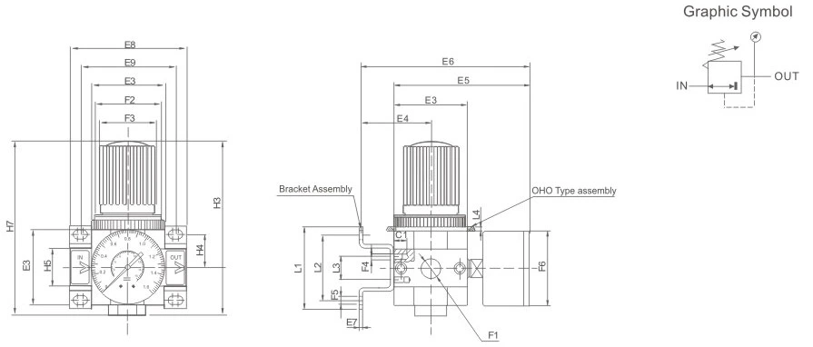 Air Source Treatment Units Pneumatic Components Frl Compressed Air Pressure Regulator