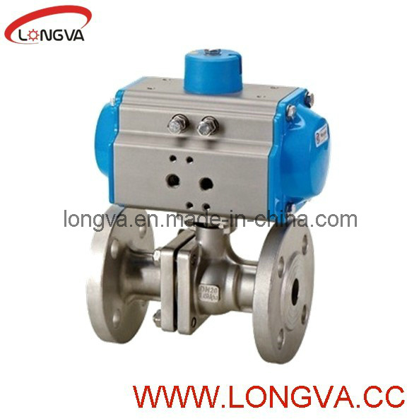 Stainless Steel 2PC Flanged Pneumatic Ball Valve for Industrial