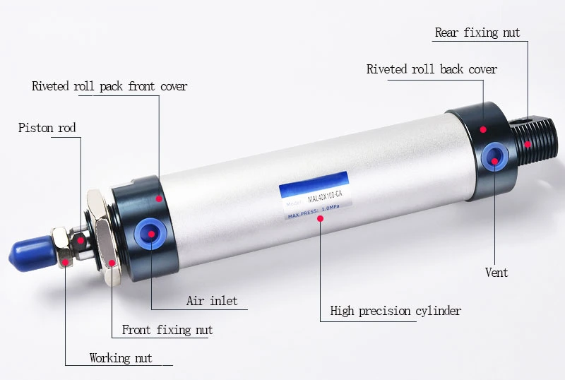 Best Price MAL25- (25-500) 25mm Bore Szie Double Acting Cylinders Airtac Pneumatic Cylinder Mal Cylinder