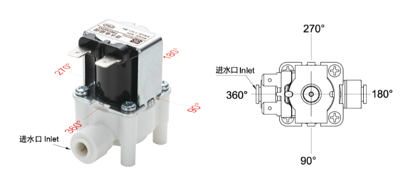 Meishuo Fpd360K Food Grade Water Fountain Plastic Solenoid Valve 24VDC Water Valve for Water Filters RO Machines