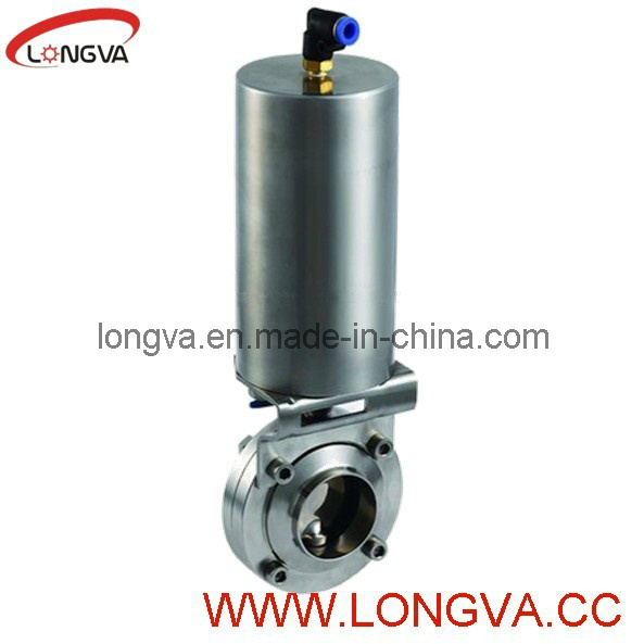 Sanitary Stainless Steel Pneumatic Butterfly Valve Control for Food