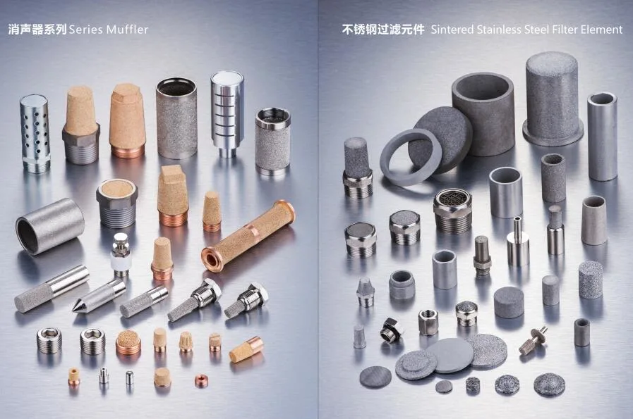 Bronze and PE Powder Metallurgy Silencer Muffler for Pneumatic Automation Control
