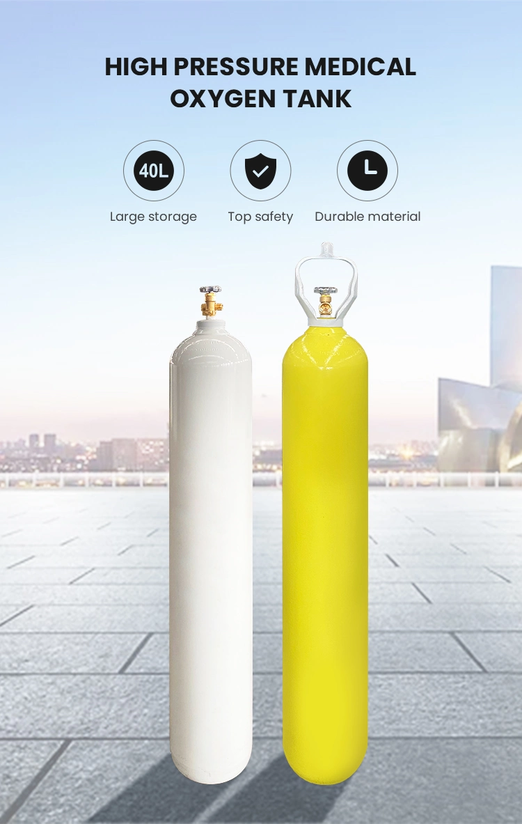 Factory Direct Supply 10L 40L 50L Seamless High Pressure Medical Oxygen Cylinders