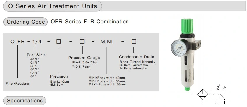 Ou-Mini Series Valve Machine Air Filter Regulator Appropriated for Compressed Air