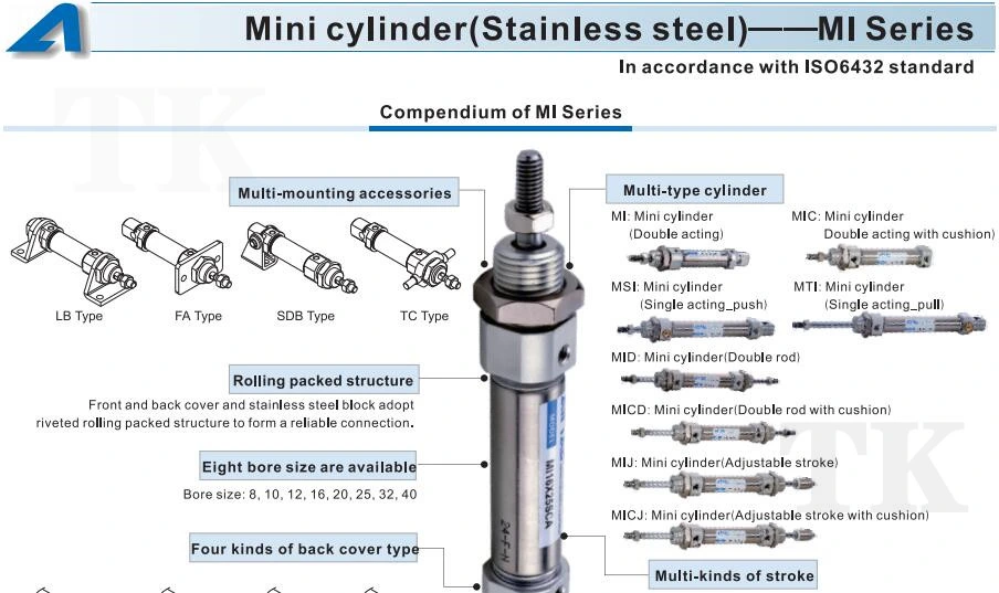 Airtac Stainless Steel 32 Mi Series Mini Compact Pneumatic Cylinder for Disposable Face Mask Machine