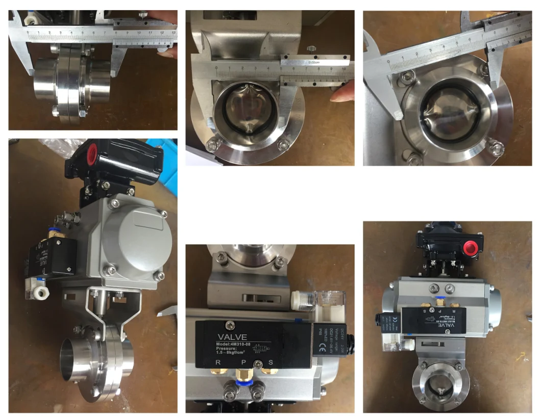 Sanitary Pneumatic Butterfly Valve with Apl210 Limited Box Solenoid Valve