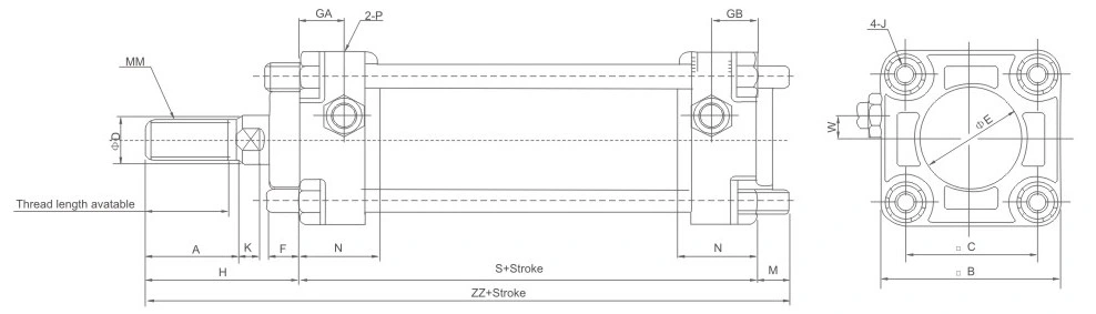 Ca2 SMC Type Double Acting Piston Pneumatic Cylinders