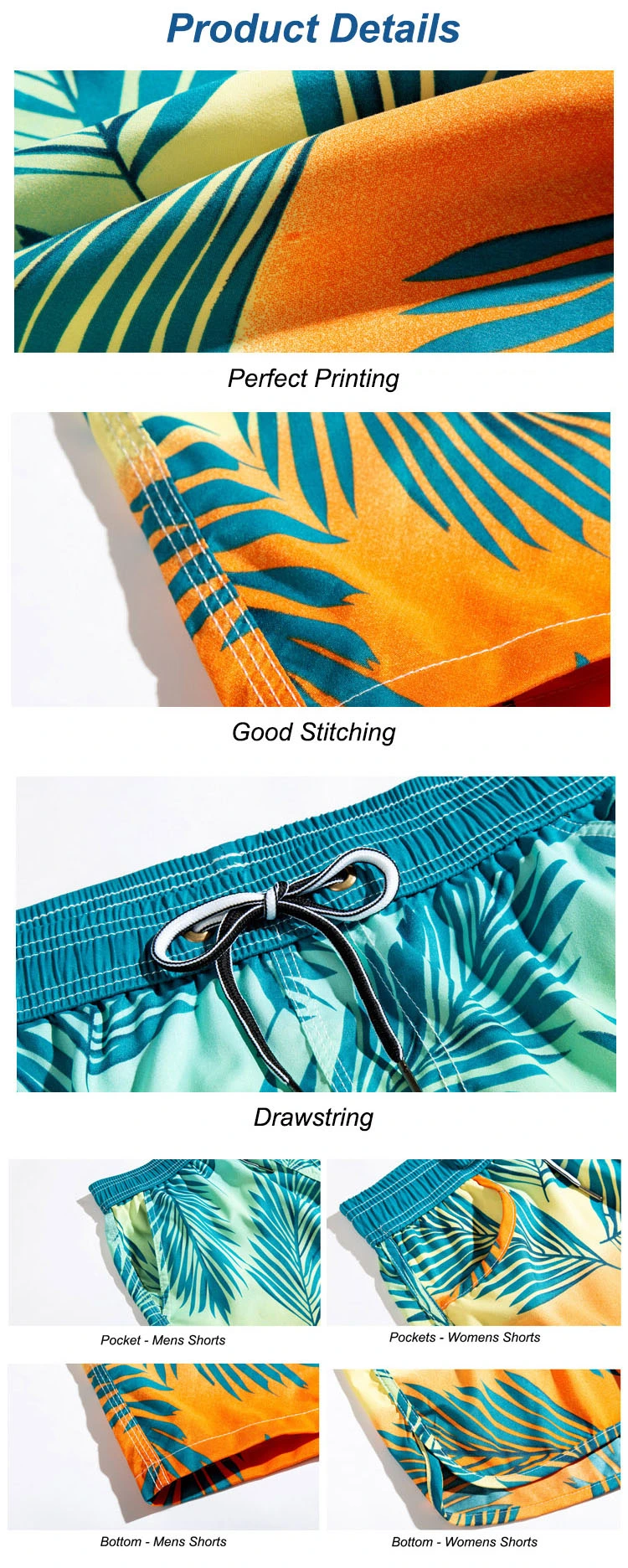 Stocked Promotional Summer Beach Hawaiian Printed Custom Men's Swimming Trunks
