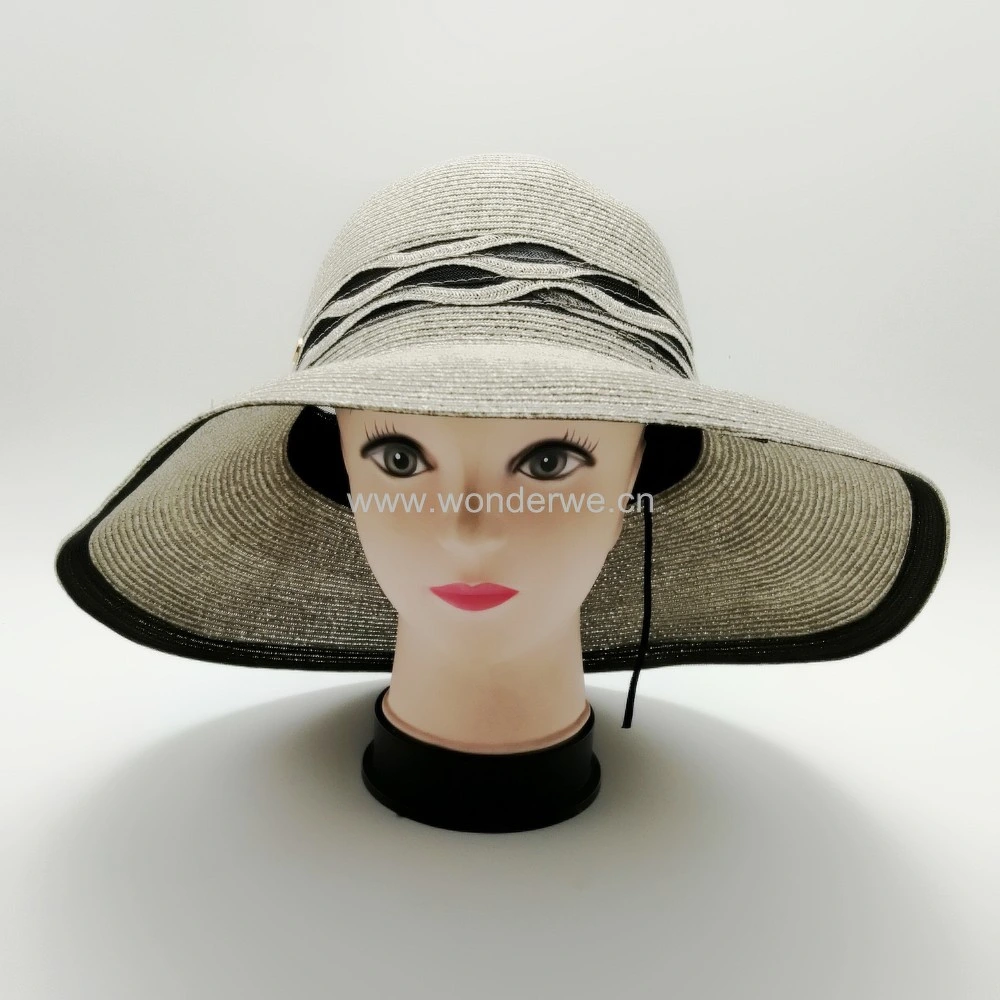 2020 Best Selling Folding Style Mixed Grey Paper Straw Summer Beach Hat for Women