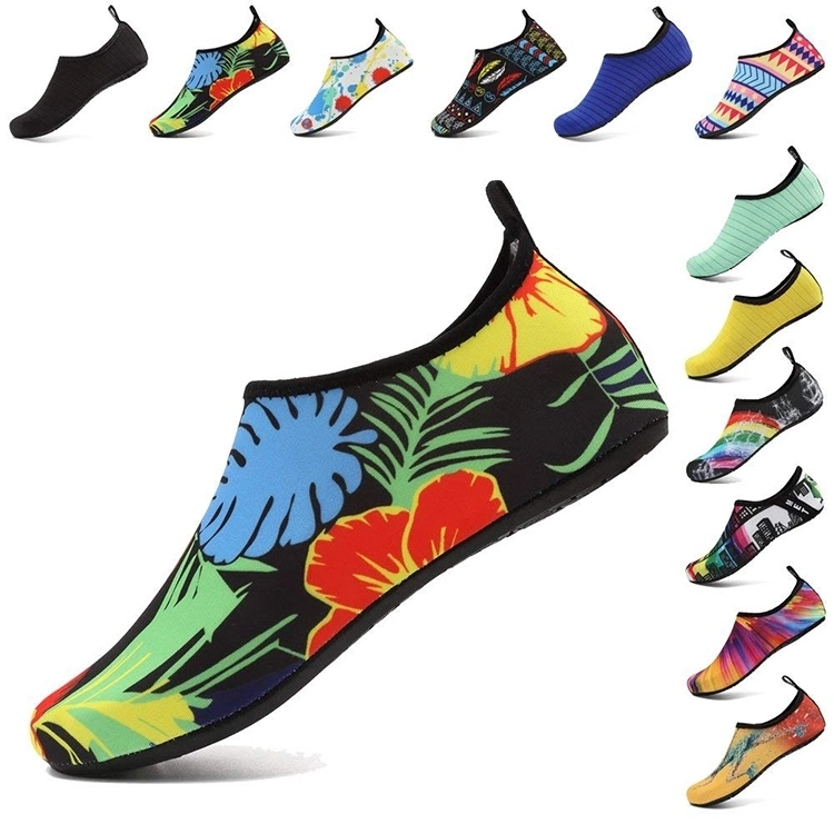 Foldable Aqua Water Beach Men Swimming Shoes Custom Full Color OEM Printing Water Seaside Beach Shoe