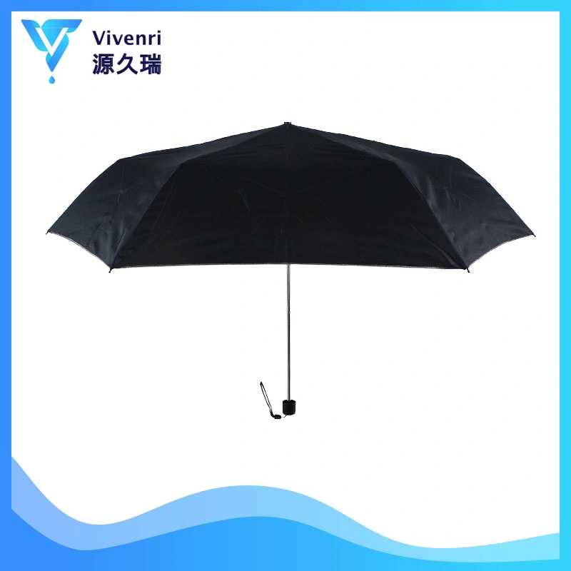 Black Umbrella 6 Ribs Folding Umbrella Hotel Umbrella OEM Rain Umbrella Strong Umbrella