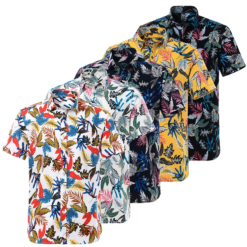 Wholesale Customized Latest Printed Men Colorful Animal Cool Cotton Hawaiian Hawaii Shirt for Beach