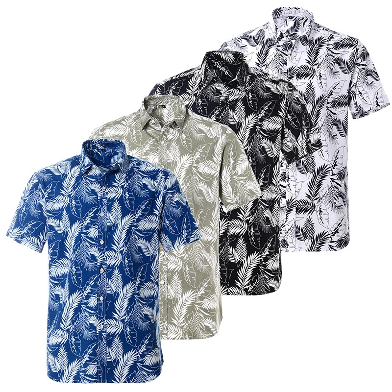 Summer Men Hawaii Printed Short Sleeve Soft Beach Hawaiian Shirt