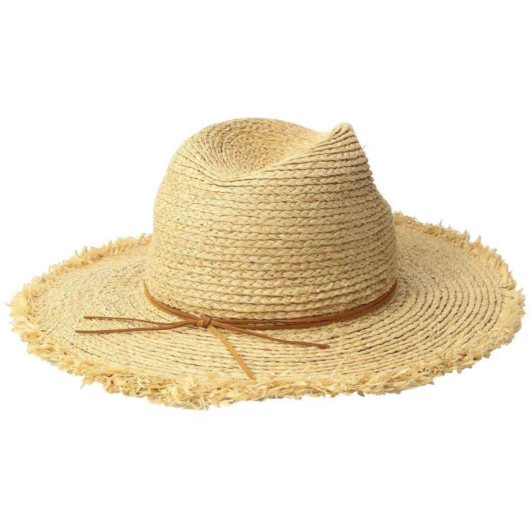 Druzy Stone Crushable Summer Beach Crocheted Packable Raffia Straw Hat