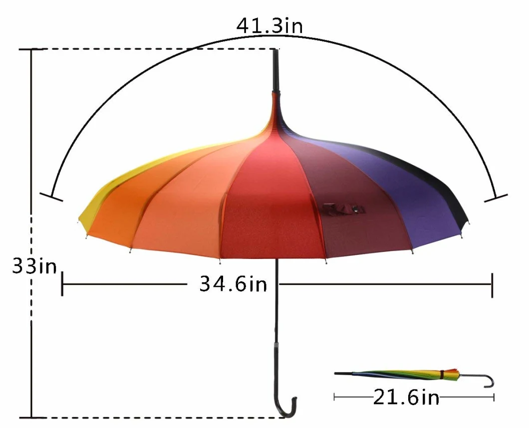 Wholesale 16 Ribs Custom Rainbow Straight Parasol Umbrella