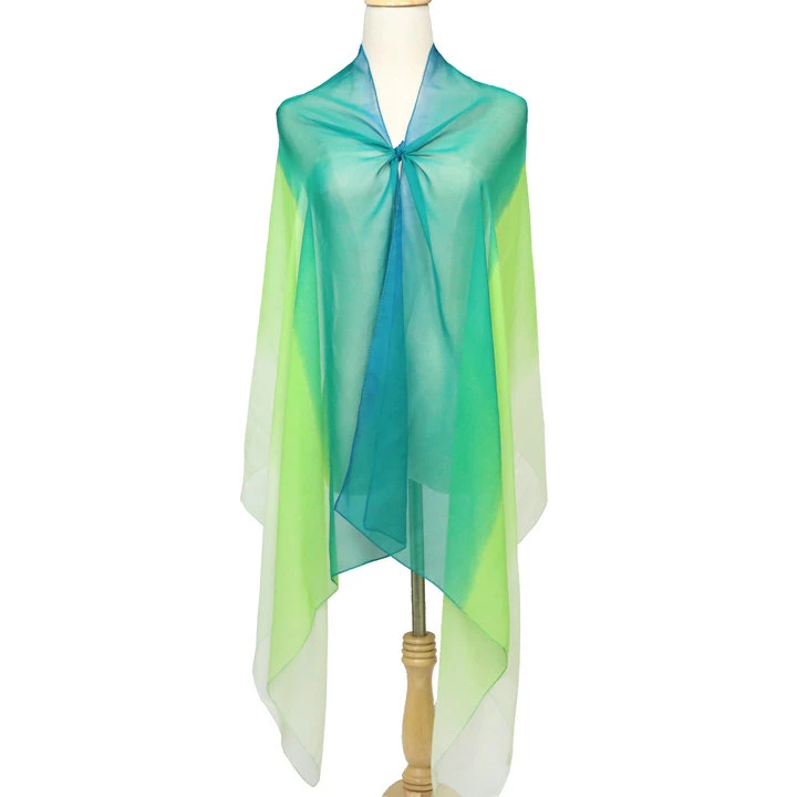 Lady's Soft Georgette Shawl Chiffon Neckchiefer Summer Beach Gradiet Color Hijab Colorful Summer Scarf