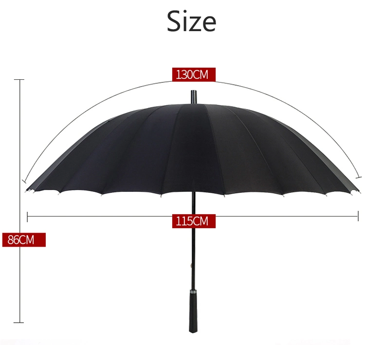 Colors 24 Ribs Auto Open Golf Umbrella Windproof Straight Stick